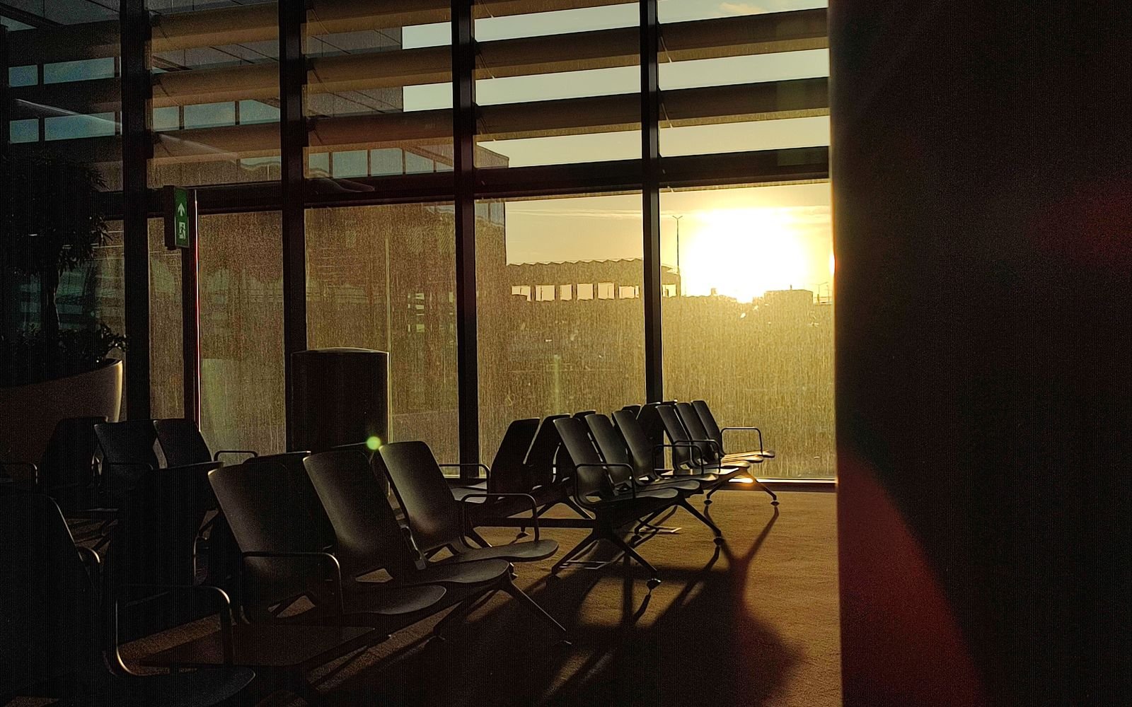 Comfortable airport seating in a bright terminal